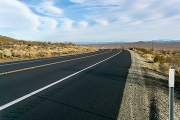 Road bend on a small desert highway