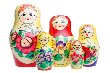 Set of Russian dolls matryoshka isolated on white