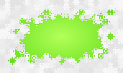 The Green Background Puzzle. Jigsaw of Banner.