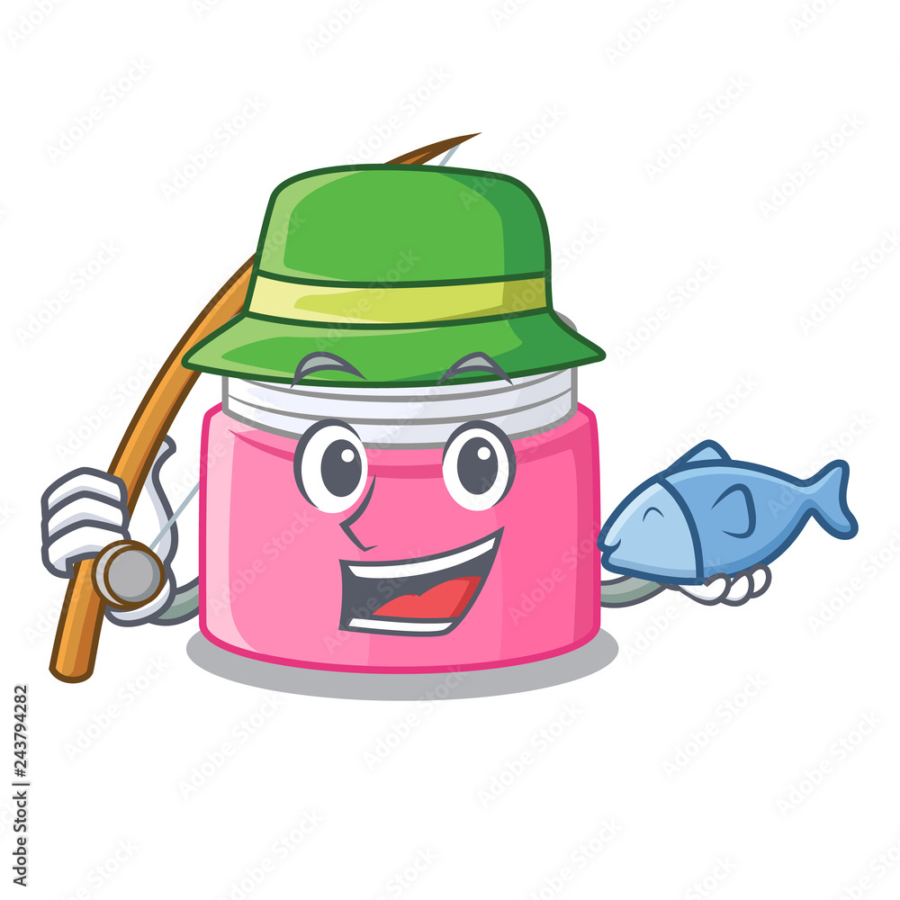 Poster fishing face cream isolated with the mascot