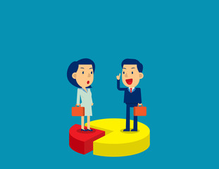 Business people different pieces of chart, Concept business vector illustration, Cute character, Marketing, Profit.