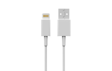 pin charger cables for smartphone on a white background. 3d illustration