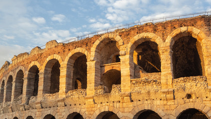 Verona, Italy. The Verona Arena is a Roman amphitheater in the city center, built in the first century