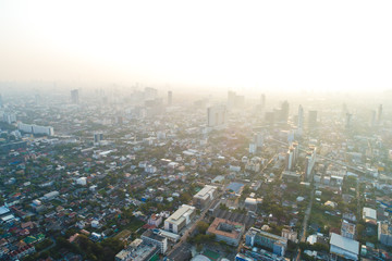 Sunset light on Bangkok city building