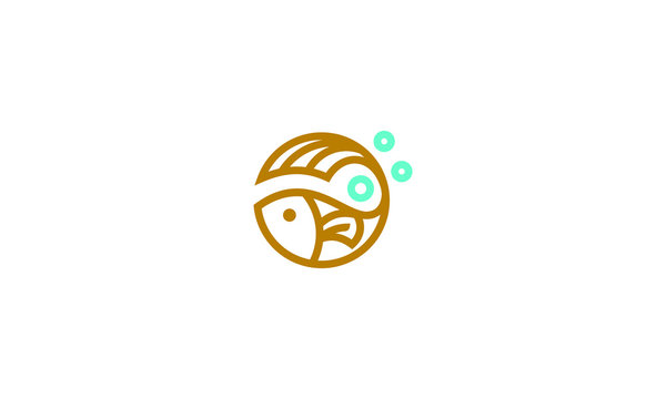 fish line art logo icon vector