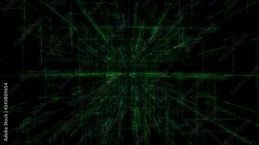 Fototapete 4K 3D Smart digital binary code with futuristic smart technology and connection network concept with seamless loop effect ..