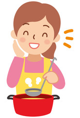 料理をする女性