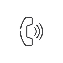 Phone call line icon. linear style sign for mobile concept and web design. Telephone, handset outline vector icon. Symbol, logo illustration. Pixel perfect vector graphics