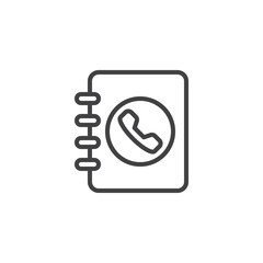 Contact book line icon. linear style sign for mobile concept and web design. Phonebook outline vector icon. Symbol, logo illustration. Pixel perfect vector graphics