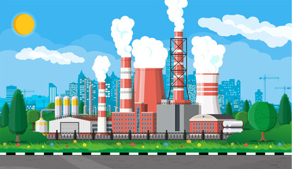 Obraz premium Industrial factory, power plant.