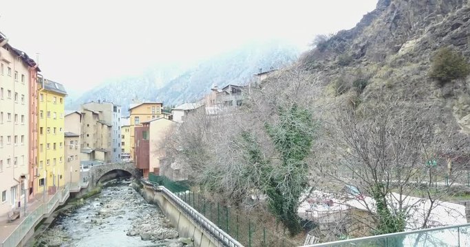 View from the top of the mountain town of Andora la Vela, Catalonia, mountain river