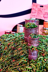 exotic peppers on local market of Saint-Pierre, reunion island