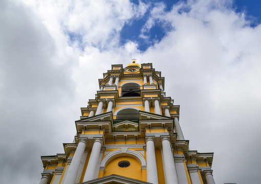 Bell Tower of Novospassky Monastery in Moscow. Russia