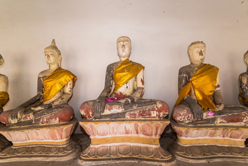 Old buddha statue of Wat Nakhon Luang Tample,Prasat Nakhon Luang in Ayutthaya,Thailand.