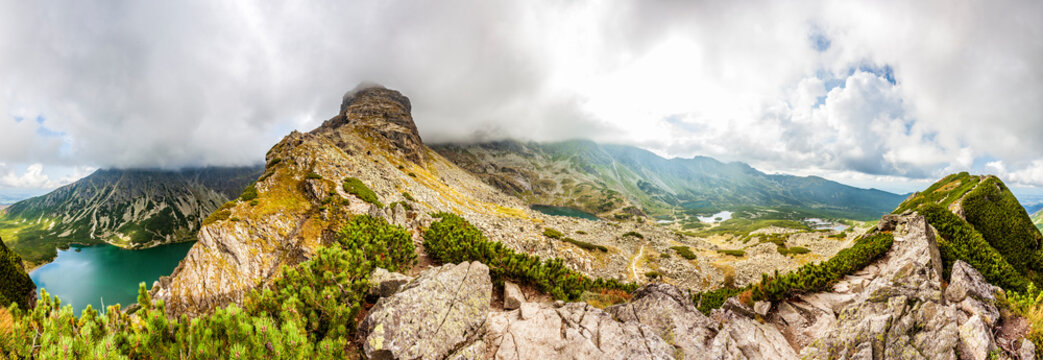 View from Krab in Tatra Mountains, Poland, Europe. 360 degree Panorama