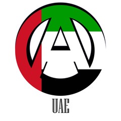 Flag of UAE of the world in the form of a sign of anarchy