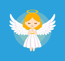 Cute angel bless vector illustration.