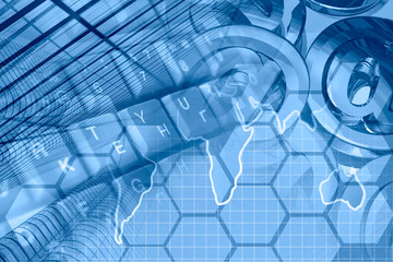 Map, buildings and mail signs