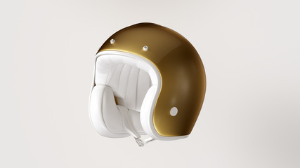 White and Gold Helmet 3d illustration 3d render	
