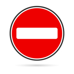 Road sign icon prohibited, vector illustration, flat style. - Vector