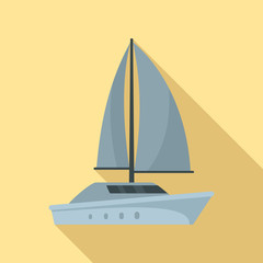 Grey yacht icon. Flat illustration of grey yacht vector icon for web design