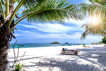 White sand beach with beach chair ,Koh Lipe. Thailand