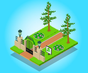 Alleyway concept banner. Isometric banner of alleyway vector concept for web, giftcard and postcard
