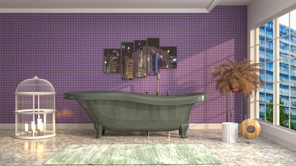 Bathroom interior. 3D illustration