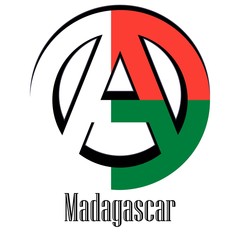 Flag of Madagascar of the world in the form of a sign of anarchy