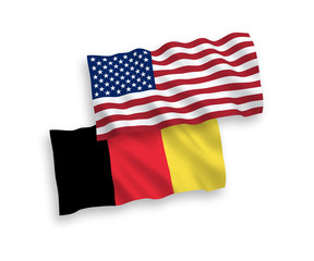 Flags of Belgium and America on a white background