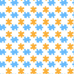 Puzzle pieces seamless pattern. Can be used for wallpaper,fabric, web page background, surface textures.Vector illustration.