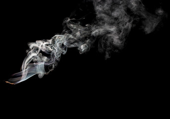 jet of smoke on a black background