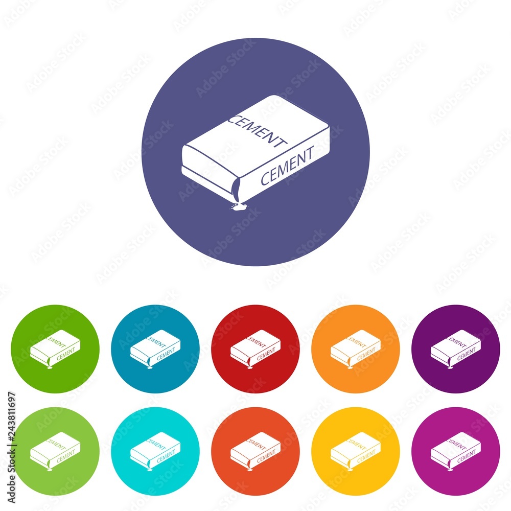Aufkleber cement bag icons color set vector for any web design on white background