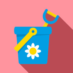 Toy bucket shovel icon. Flat illustration of toy bucket shovel vector icon for web design