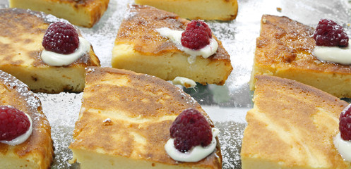 many slices of cake for sale at pastries shop