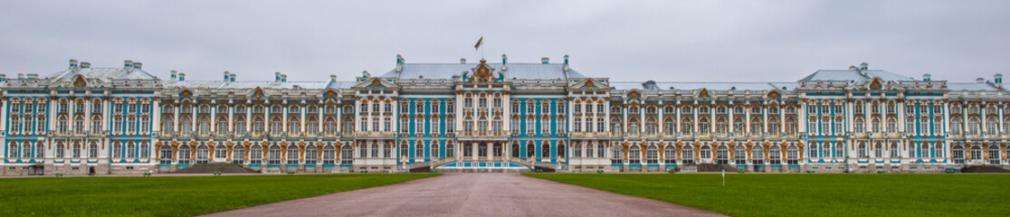 Catherine Palace in Pushkin Garden at Tsarskoe Selo.