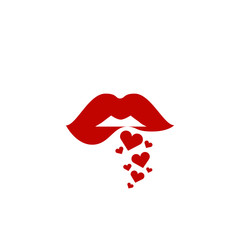 Sexy lips with hearts