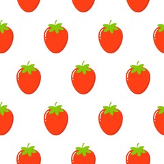 Strawberry vector pattern background, Fruit illustration on white background