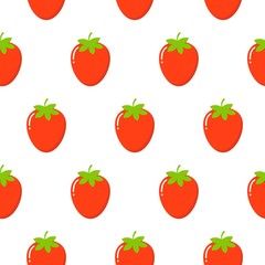 Strawberry vector pattern background, Fruit illustration on white background