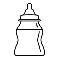 Baby milk bottle icon. Outline baby milk bottle vector icon for web design isolated on white background