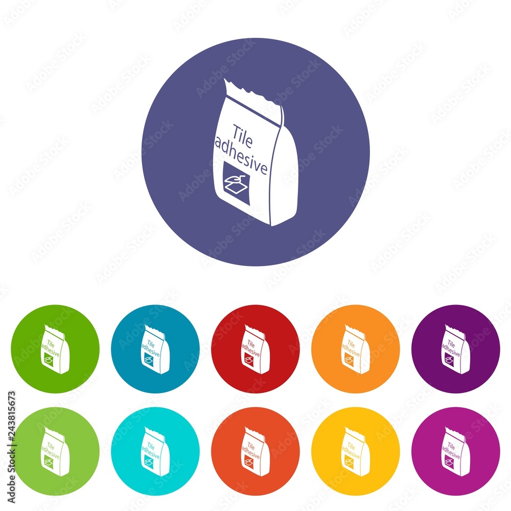 Poster tile adhesive icons color set vector for any web design on white background