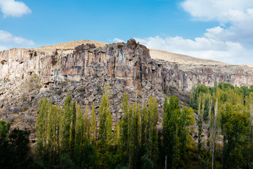 View into the Ihlara Valley, a popular destination in Cappadocia/ Turkey