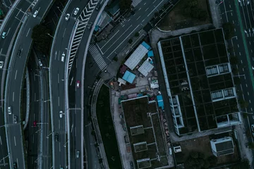 Papier peint photo autocollant rond Pont de Nanpu Aerial view of Nanpu Bridge Nanpu Bridge Approach Bridge in Shanghai 
