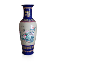 Do cut big vase on white background, copy space