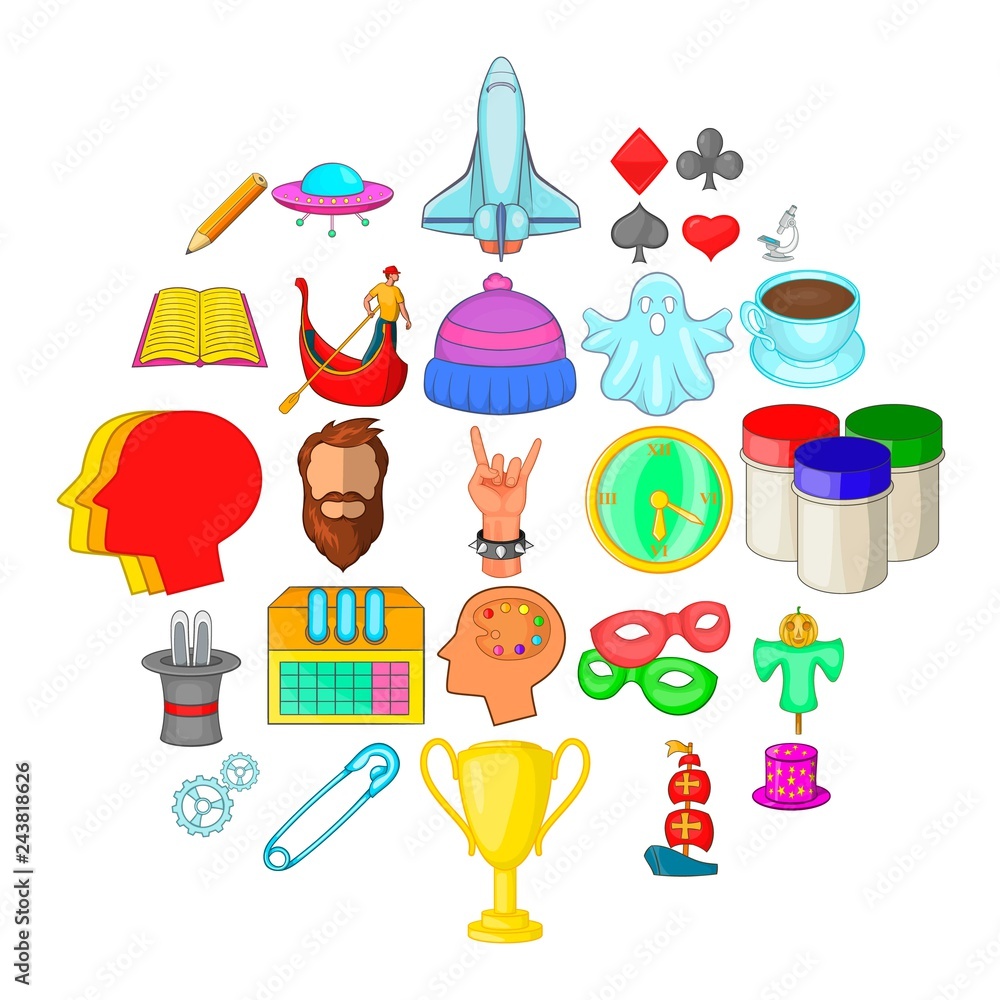 Poster scouting icons set. cartoon set of 25 scouting vector icons for web isolated on white background