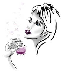 Woman and Perfume Bottle