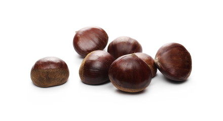 Edible chestnuts isolated on white background
