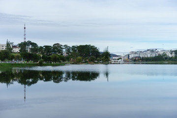 lake at the city landscape