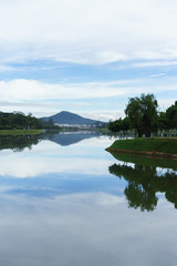 lake at the city landscape