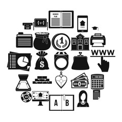 Duty icons set. Simple set of 25 duty vector icons for web isolated on white background